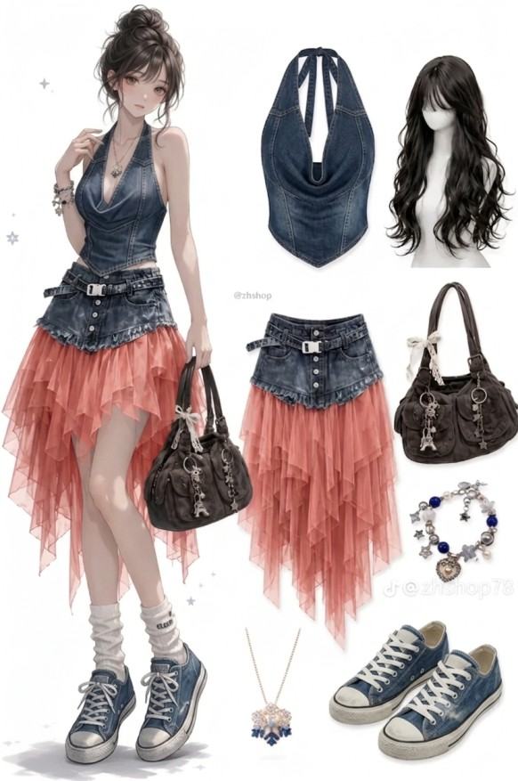 Denim & Tül Kontrastı
